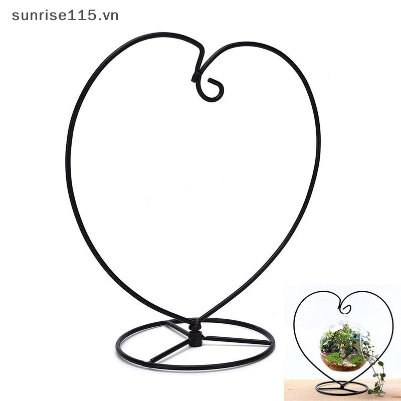 Srvn Giá đỡ kính cây sắt hình trái tim màu đen Bình thủy tinh Terrarium.