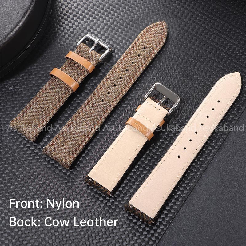 Vintage Nylon Da Đồng Hồ Dây Đeo 18mm 20mm 22mm Phong Cách Anh Quốc Retro Dệt Vải Bò Da Đồng Hồ Phát Hành Nhanh Đồng Hồ Vòng Tay Nam Nữ Quà Tặng Xanh Xanh Nâu