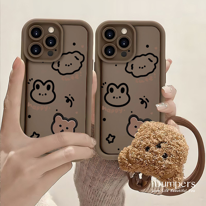 ibumpers Ốp Lưng IPhone Họa Tiết Hoạt Hình Đáng Yêu Đơn Giản Có Dây Đeo Ốp Điện Thoại Dày Dặn Silicon Mềm Chống Sốc Chống Bẩn Cho IPhone 16 15 14 12 13 11 Pro Max IP 7 8 Plus X XS XR