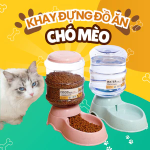 Bình uống nước tự động và bát ăn tự động cao cấp cho chó mèo 3,8 lít có thể tháo rời không trượt
