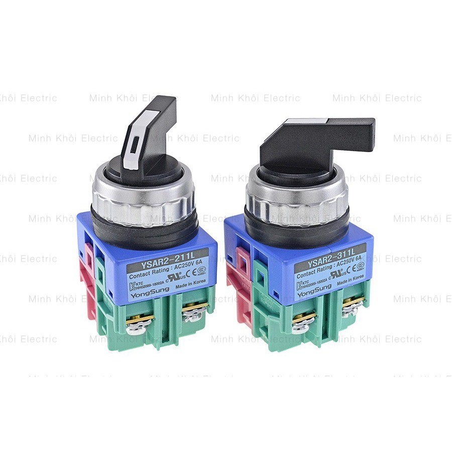 Công tắc xoay chuyển mạch Yongsung YSAR2-311L, công tắc chuyển mạch 2 và 3 vị trí Yongsung phi 25mm,công tắc xoay 2 vị