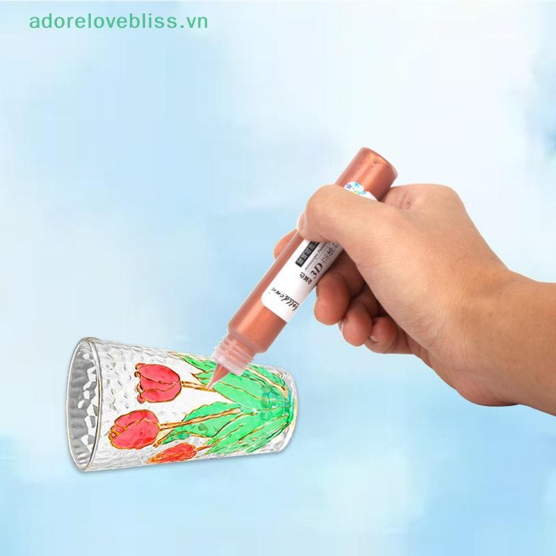Thêm 10 / 30ml Sơn thủy tinh vết bẩn Sơn Acrylic thủy tinh chống nắng 3D Móc bút Sơn thủy tinh chống nước Aquarela Đồ dùng nghệ thuật BSS