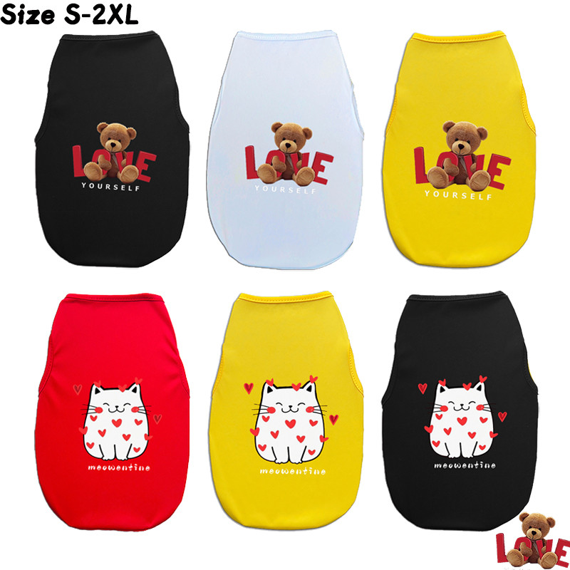 ✨ Hàng Mới Về ✨ S-2XL Gấu Tình Yêu / Mèo In Hình Dễ Thương Quần Áo Cho Chó Ngày Lễ Tình Nhân Áo Vest Chó Ngọt Ngào