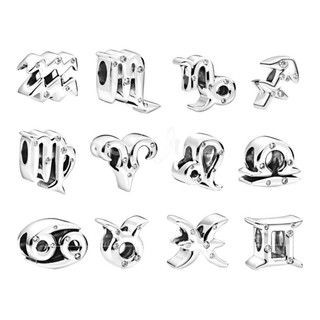 Có sẵn 12 hạt charm hình chòm sao (vòng tay charm) trang sức DIY mạ bạc S925