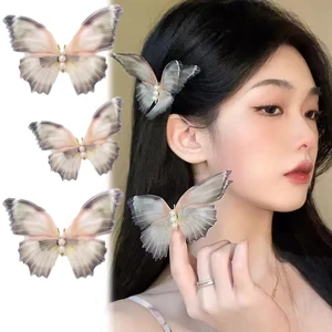 Đẹp Bướm Tóc Chân Nữ Retro Di Chuyển Cánh Ngọc Trai Kẹp Tóc Đuôi Ngựa Ngọt Ngào Mũ