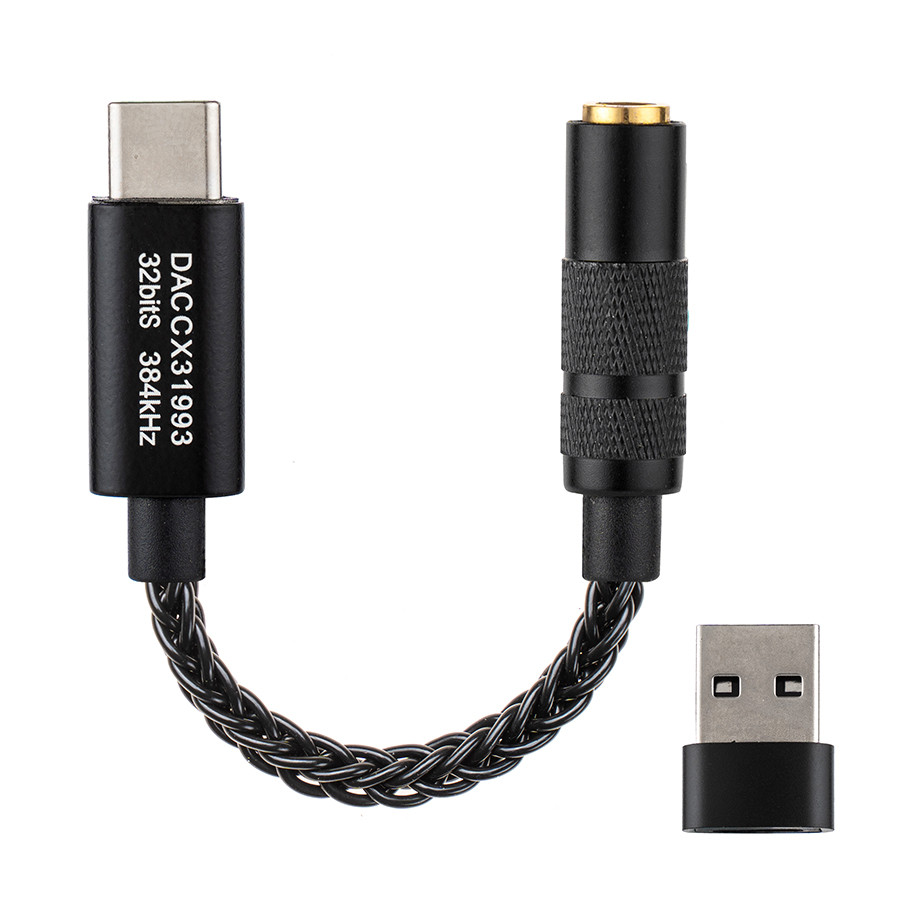 CX31993 USB DAC Bộ khuếch đại âm thanh Loại C sang 3,5mm Bộ khuếch đại tai nghe Bộ giải mã kỹ thuật số Bộ chuyển đổi HiFi Hi-Res