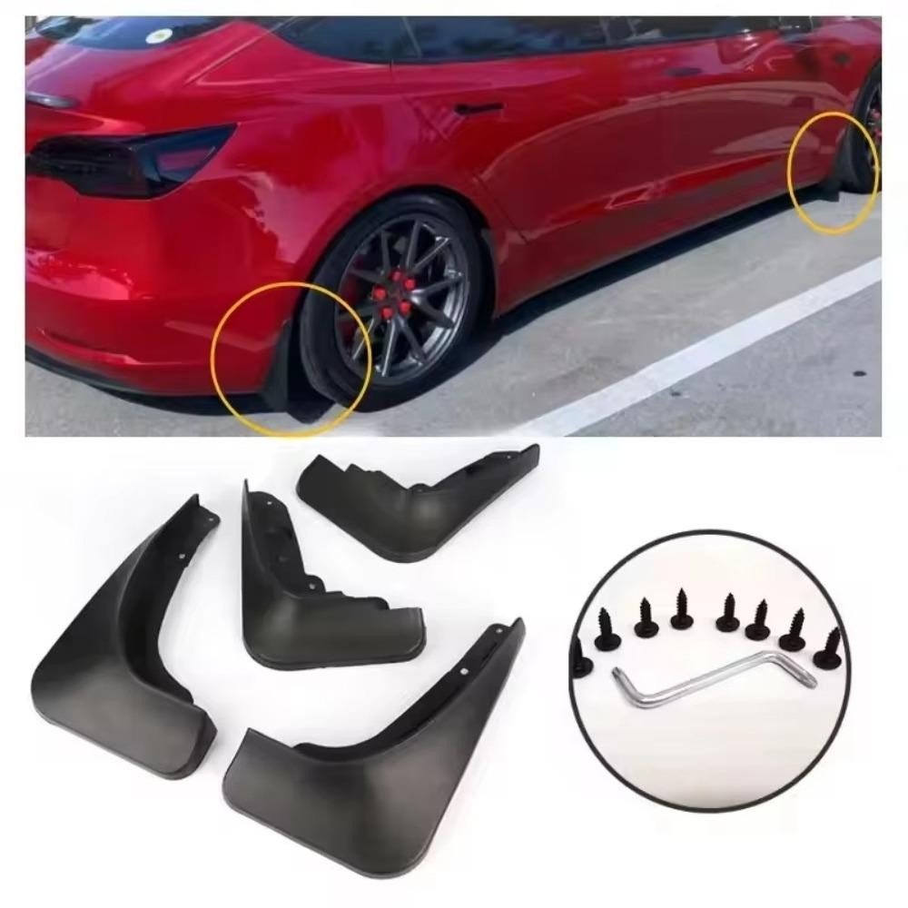 FENDER FANIELLAPOWELL 4 Chiếc Chắn Bùn Ô Tô, Bánh Trước Phía Sau Đen Bắn Bùn Bảo Vệ, Di Động Đa Năng Nhựa Bùn Flaps Phụ Kiện Ngoại Thất