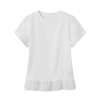 Áo thun nữ ngắn tay vải cotton co giãn ren trước vai