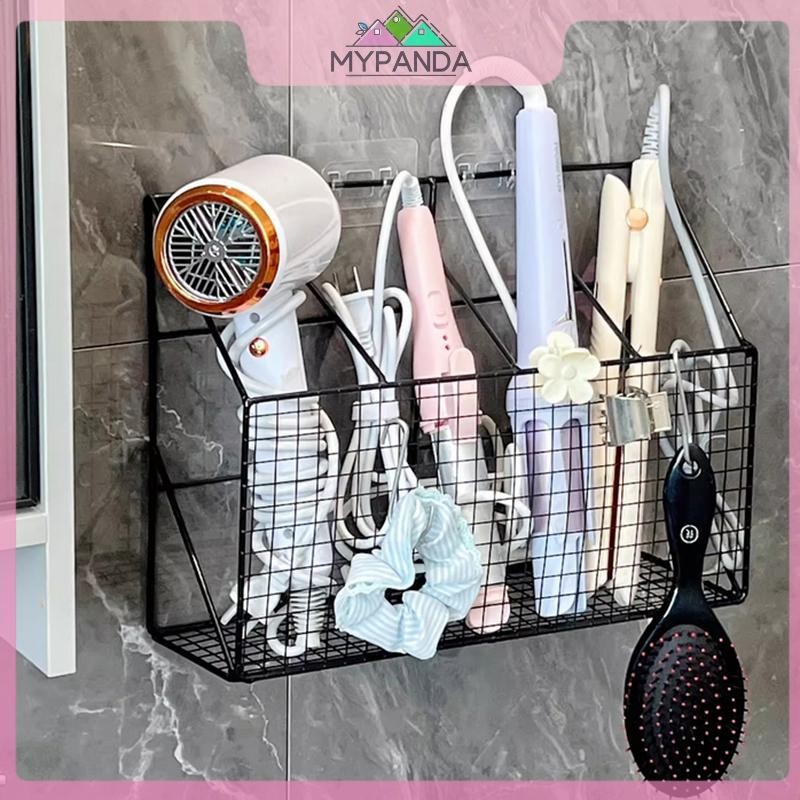 MYPANDA Giá đỡ máy sấy tóc treo tường Giá đỡ sắt uốn Dụng cụ tạo kiểu tóc có móc kệ Giá lưu trữ đa chức năng.