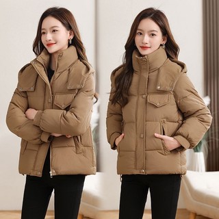 Phiên Bản Hàn Quốc Áo Khoác Đệm Phong Cách Ngắn Có Mũ Trùm Đầu Áo Khoác Mùa Đông Phong Cách Mới Rời Thời Trang Dày Lười Gió Đệm Áo Khoác Hợp Thời Trang