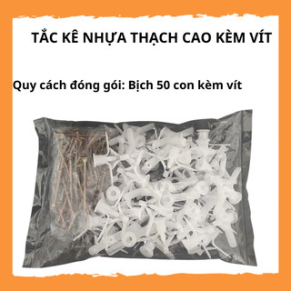 Tắc Kê Nhựa, Tắc Kê Bướm, Nở Cánh Bướm,Vít Nở Nhựa Lắp Trần Thạch Cao, Bịch 50 Tắc Kê Kèm Vít SUNND