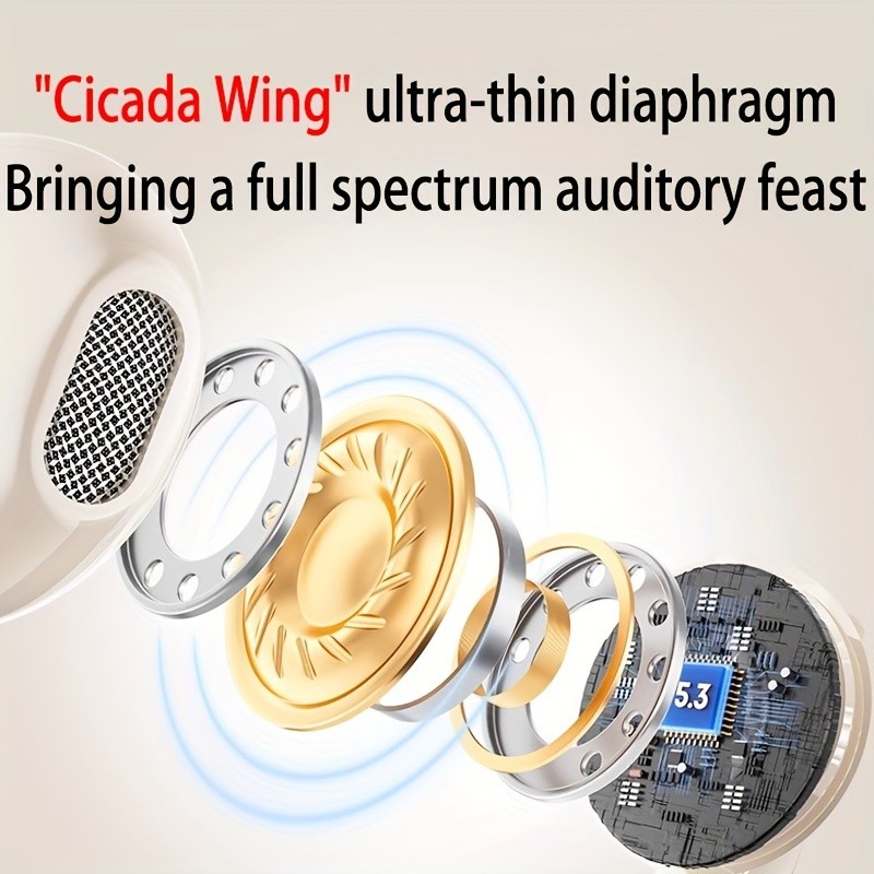 Tai nghe không dây 5.3 Tai nghe Mini thông minh âm thanh nổi 9D có độ trung thực cao Giảm tiếng ồn vật lý chống nước để sử dụng giải trí, gọi rõ ràng, thể thao - Tương thích với Android