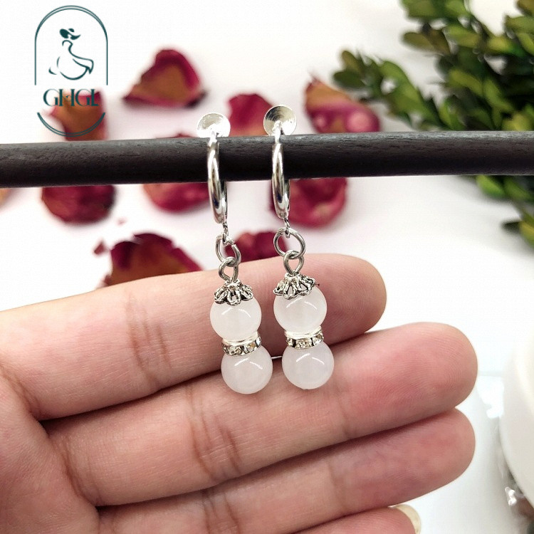 Ghgl❤️Yanxi Cung Điện Chiến Lược Wei Yingluo Cùng Phong Cách Chalcedony Bông Tai Wu Jinyan Lingfei Tai Kẹp Bông Tai Một Tai Ba Kìm Qinggong Trang Sức