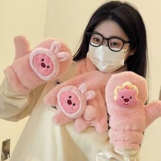 Pink Girl Heart loopy Ruby Găng tay ngón tay trọn gói Phong cách Găng tay chống lạnh ấm áp chất lượng cao