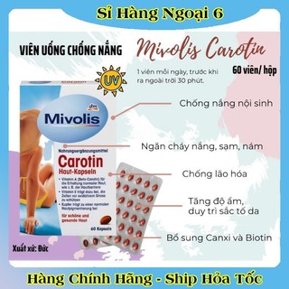 [Nội địa Đức] Viên Uống Chống Nắng Mivolis Carotin Hộp 60 Viên của Đức