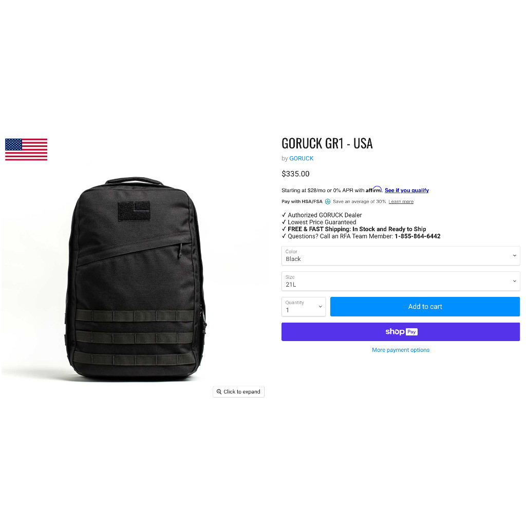 Ba lô chiến thuật USA- GORUCK GR1 Backpack 26L