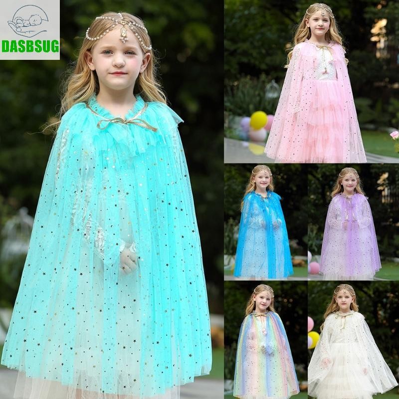 Dasbsug Trang phục dự tiệc Halloween lạ mắt cho bé gái sáng bóng Áo choàng công chúa cổ tích Cape Áo choàng