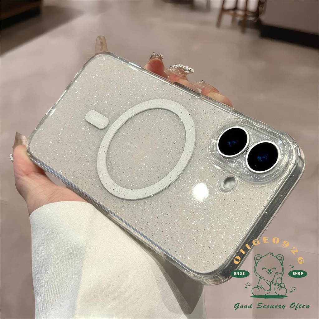 Ốp điện thoại từ tính lấp lánh trong suốt iphone16 Pro Max 15 14 13 cho vỏ iPhone Vỏ mềm silicon TPU chống sốc