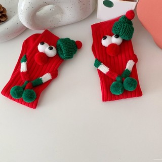 Kids Cute Big Eye Scarf Cartoon Magnetic Christmas Socks Festival Holiday