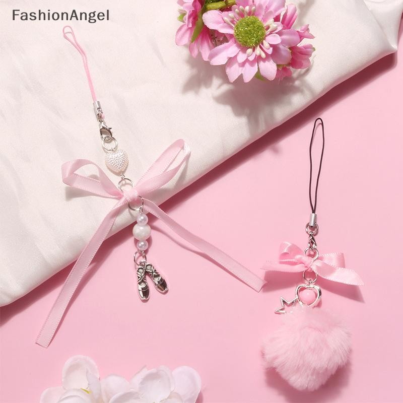 FashionAngel Tinh Tế Màu Hồng Dệt Ruy Băng Nơ Móc Khóa Mặt Dây Chuyền Ruy Băng Nơ Móc Khóa Cho Túi Ba Lô Điện Thoại Quyến Rũ Dây Đeo Điện Thoại Trang Trí VN