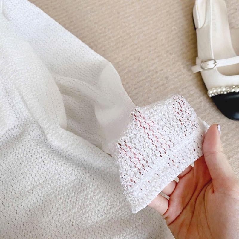 Set áo trễ vai lưới tay dài form rộng kèm áo hai dây trong- A368