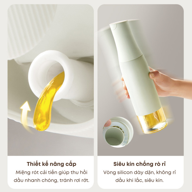 Chai Đựng Dầu Ăn Thủy Tinh KOOBEE Nắp Đóng Mở Tự Động Chống Rò Thông Minh 2 Màu Sang Trọng | 188