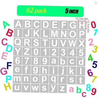 62 Chiếc 5 Inch Chữ Cái Và Số Giấy Nến Có Thể Tái Sử Dụng Có Thể Giặt Bảng Chữ Cái Stencils Thân Thiện Với Môi Trường PET Nghệ Thuật Thủ Công Mẫu Tranh Trên Vải Gỗ Trang Trí Cửa Tường Dấu Hiệu Nhà