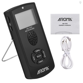 Metronome kỹ thuật số điện tử AROMA với màn hình LCD 2,2 inch Metronome điện tử đa năng với âm lượng Tempo Beat Điều khiển tốc độ Bật / Tắt giọng nói của con người Pin sạc tích hợp cho đàn Guitar