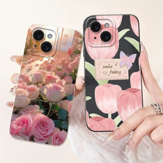 Dành Cho iPhone 13 / 13 Pro / 13 Pro Max Vỏ Thời Trang Mới Hoa Tulip Mềm Silicon Bảo Vệ Cho iPhone13 13Pro Max Ốp Lưng
