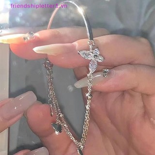 {FH Fashion} Vòng tay dây chuyền nhiều lớp màu bạc Zircon sáng bóng dành cho nữ Phụ kiện tay thời trang Trang sức.