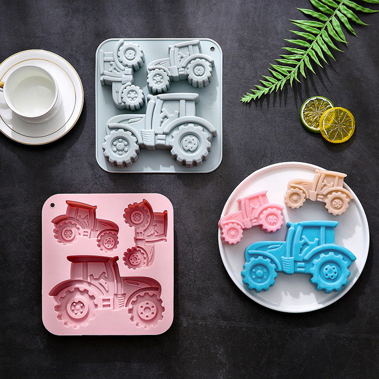 3 Khoang Máy Kéo Hình Khuôn Silicon Đá Viên Sô Cô La Khuôn Handmade Xà Phòng Bánh Trang Trí Khuôn Bánh Pudding Khuôn Kẹo DIY Khuôn Nướng Bánh