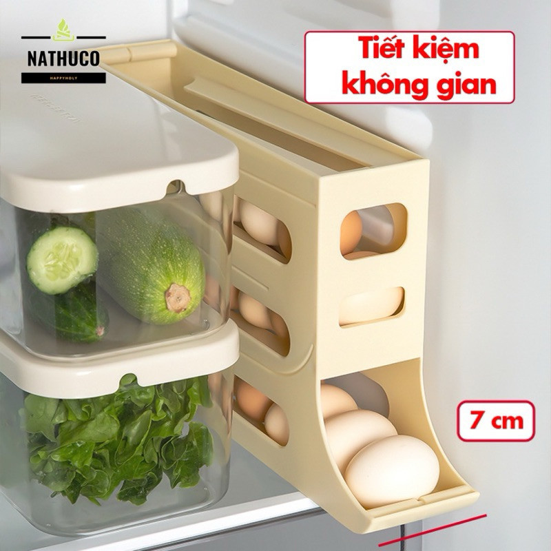 Khay Trứng 4 Tầng Lăn Tự Động - Khay Đựng Trứng Tủ Lạnh Tự Lăn Thông Minh