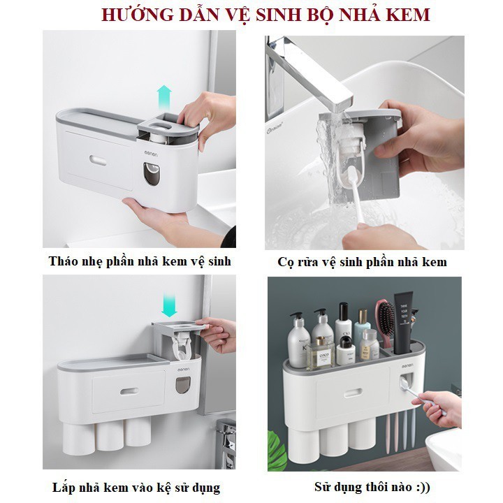 Bộ nhả kem 3 cốc Đánh Răng Tự Động OENON Chính Hãng, Kệ Phòng Tắm Thông Minh Cao Cấp