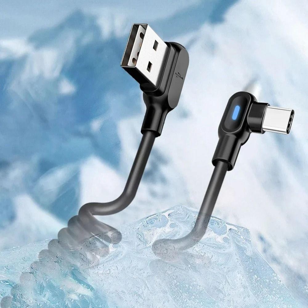 Cáp dữ liệu lò xo JIGK 6A, Cáp sạc nhanh USB C sang Type C, Dây sạc nhanh màu đen mùa xuân cho xe Huawei
