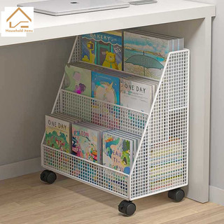 Kệ lưới nhiều tầng có bánh xe, hiện đại, dùng cho phòng trẻ em/phòng khách, màu trắng