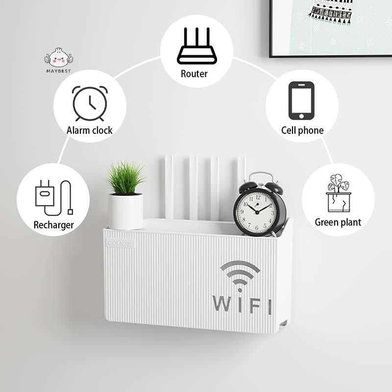Maybest Bins Hộp định tuyến treo tường Bảng điều khiển trang trí phương tiện văn phòng Hộp Wifi Wifi Hộp lưu trữ không dây Giá đỡ Giá treo kệ treo tường {VN}