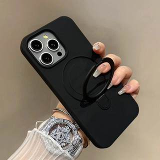 Ốp điện thoại di động giá đỡ từ tính bằng silicon lỏng sang trọng cho iPhone16 Pro Max 15 14 13 12 11 Pro Max Vỏ máy ảnh chống sốc Bảo vệ cảm giác da Ốp lưng mềm mại