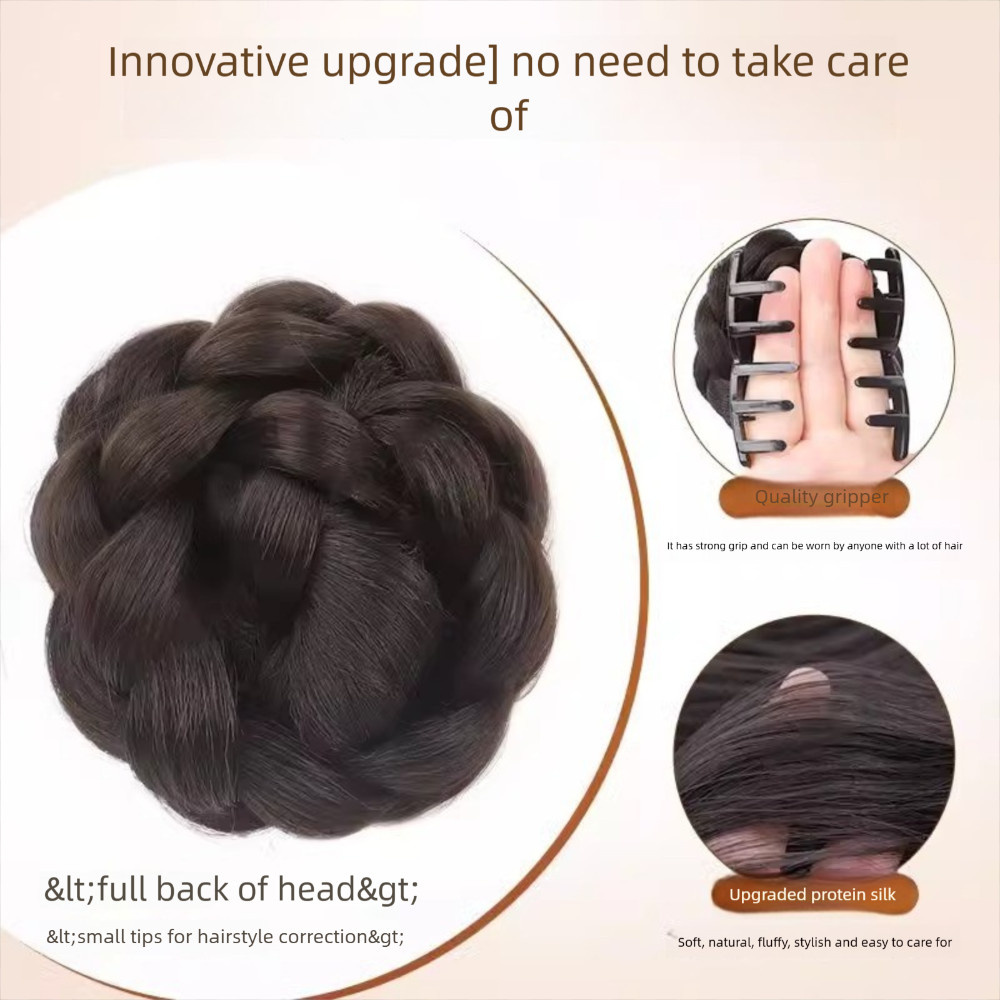 GETVOW Bun Head Tóc Giả Tổng Hợp Nâu Đen, Kẹp Móng Vuốt - Phong Cách Thanh Lịch Và Tự Nhiên