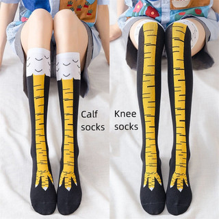 Chân Gà Chân Tất Nữ Dài Tất Hoạt Hình Ngộ nghĩnh Cotton Sáng Tạo Gà Móng Vuốt Nữ 3D In Trên Đầu Gối Tất Cao