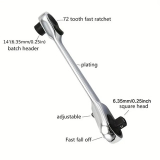Voktta Chìa Vặn Bánh Cóc 2 Đầu 1/4 Inch Thép Không Gỉ - Cầm Tay Cờ Lê Đảo Chiều Sửa Chữa Đa Năng