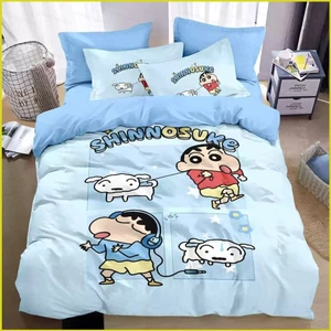 PS1 Crayon Shin-chan 4IN1 Ga Trải Giường Chăn Gối Bộ Chăn Ga Gối Phòng Ngủ Có Thể Giặt Anime Phù Hợp Với SP1
