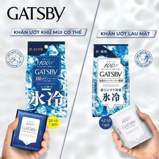 Khăn giấy ướt khử mùi diệt khuẩn Gatsby Ice CItrus cực cay mát nhất 30 tờ lau body- nhật bản