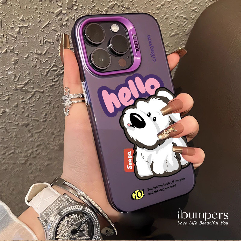 ibumpers Ốp Điện Thoại iPhone Họa Tiết Con Chó Con Dễ Thương Quyến Rũ Cho IPhone 16 15 14 12 13 11 Pro Max IP 7 8 Plus X XS XR Ốp Lưng IMD Cứng Và Nhẵn