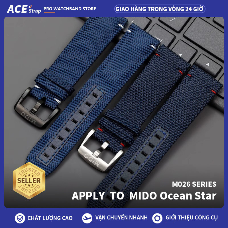 Thích hợp cho đồng hồ Mido Ocean Star M026 dây đeo nylon 22mm 026629A ...
