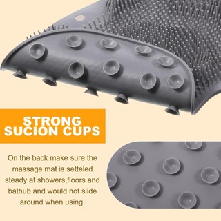 Máy chà sàn chân và cơ thể bằng silicon có cốc hút chống trượt để tắm Máy chà sàn lưng treo tường phẳng rảnh tay để Massage và tẩy tế bào chết màu xám bám chắc an toàn cho trẻ em phù hợp dùng cho gia đình căn hộ văn phòng và không gian nhỏ