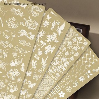 [savemoneyeveryday] Tấm dập móng tay hình chữ nhật màu vàng 12x6cm Nơ Hoa Thiết kế pháo hoa Mẫu nghệ thuật làm móng để trang trí móng tay DIY [vn]