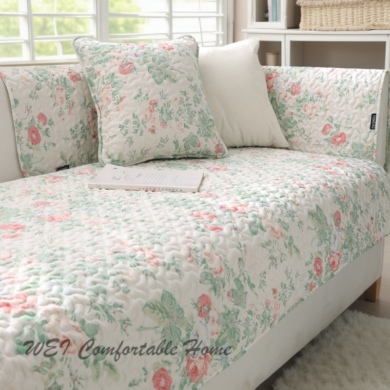 Khăn sofa bốn mùa mẫu mới 2025, tựa lưng chống trượt, đệm ghế cotton tươi mới