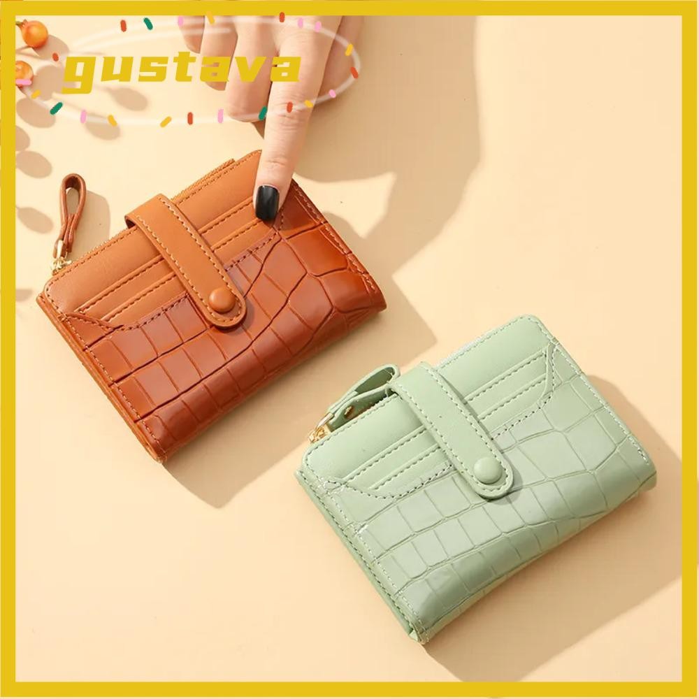 Ví ngắn nữ GUSTAVA, Khe cắm nhiều thẻ bằng da ly hợp nữ, Thời trang chống thấm nước màu trơn in hình cá sấu Ví nữ nữ