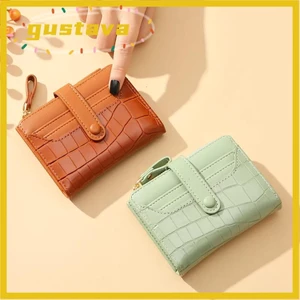 Ví ngắn nữ GUSTAVA, Khe cắm nhiều thẻ bằng da ly hợp nữ, Thời trang chống thấm nước màu trơn in hình cá sấu Ví nữ nữ