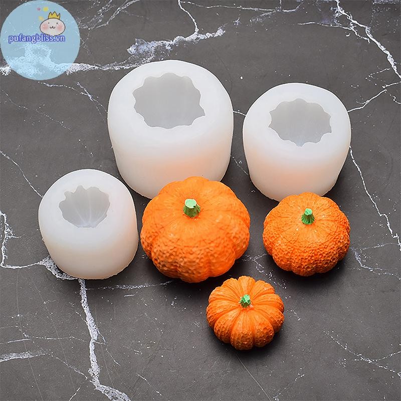 Pufangbliss 1 Silicone 3 Kích Thước Halloween 3D Khuôn Bí Ngô Trang Trí Khuôn Bánh VN